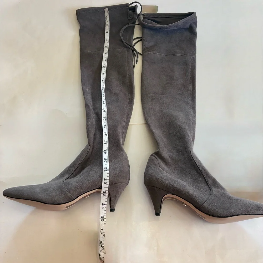 Sam Edleman Kristie Pointed Toe Kitten Heel Taupe Over The Knee Boots Size 8